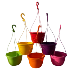 25CM PLASTIC HANGING POTS / BASKETS PLANTERS X10 - VIVID COLOURS